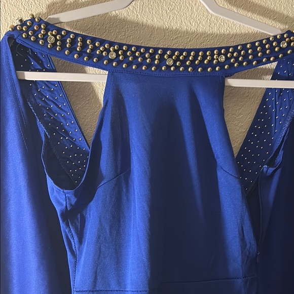 Elegant Blue Embellished Women's Top - Picture 3 of 11